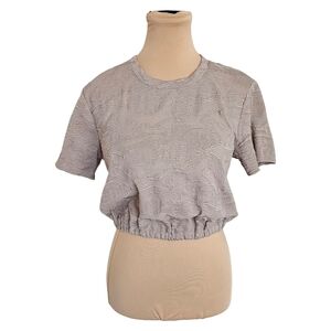 Aritzia Wilfred  Purple Grey Boxy Crop T-Shirt Short Sleeve Sz S